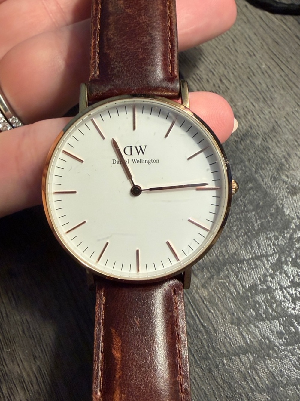 Daniel Wellington White Dial Watch with Brown Leather Strap